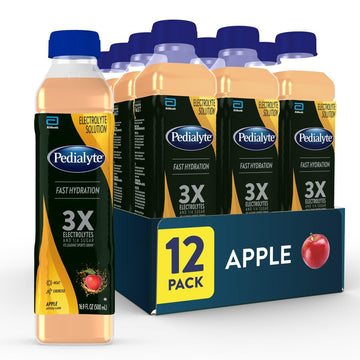 Pedialyte Electrolyte Solution, Apple, Hydration Drink, Half Liter Each 16.9 Fl Oz (Pack Of 12)