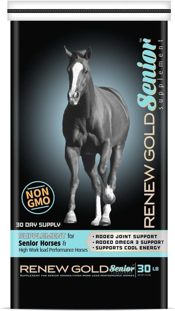 Manna Pro Renew Gold Supplement For Senior Horses | High-Fat Stabilized Rice Bran And Coolstance Coconut Meal | 30 Pounds