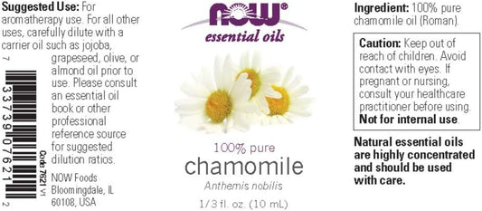 Now Essential Oils, Chamomile Oil, Delightful Aromatherapy Scent, Steam Distilled, 100% Pure, Vegan, Child Resistant Cap, 10-Ml