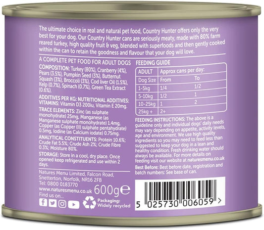 Natures Menu Country Hunter Dog Farm-Reared Turkey with Superfoods Tins 6x600g?04CHCTC