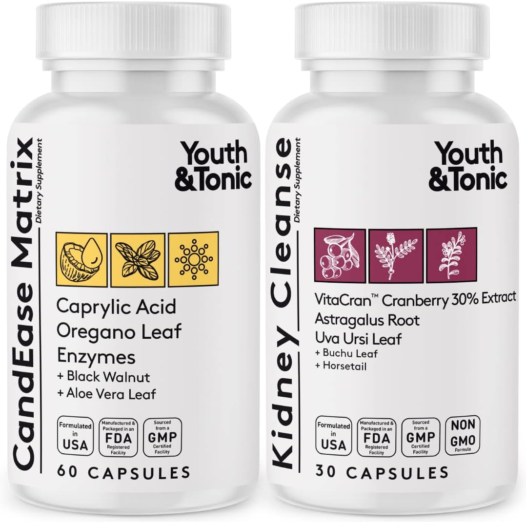 Youth & Tonic Candease Matrix Pills & Kidney Cleanse Bundle 2 Pack | Supports Body Cleansing And Maintains Urinary Tract & Bladder Health