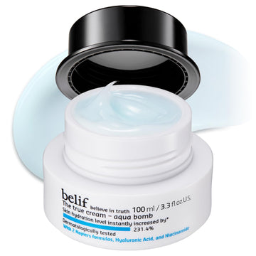 Belif Aqua Bomb – Lightweight Gel Moisturizer With Niacinamide, Hyaluronic Acid & Squalane | 72H Hydration + Cooling Effect, Korean Skincare (3.3 Fl Oz)