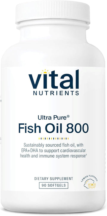 Vital Nutrients Ultra Pure® Fish Oil 800 | Supports Heart, Brain, & Immune Health* | Sustainably Sourced High Epa & Dha Omega-3 Fatty Acid | Lemon Flavor | Gluten, Dairy, Soy Free | 90 Softgels