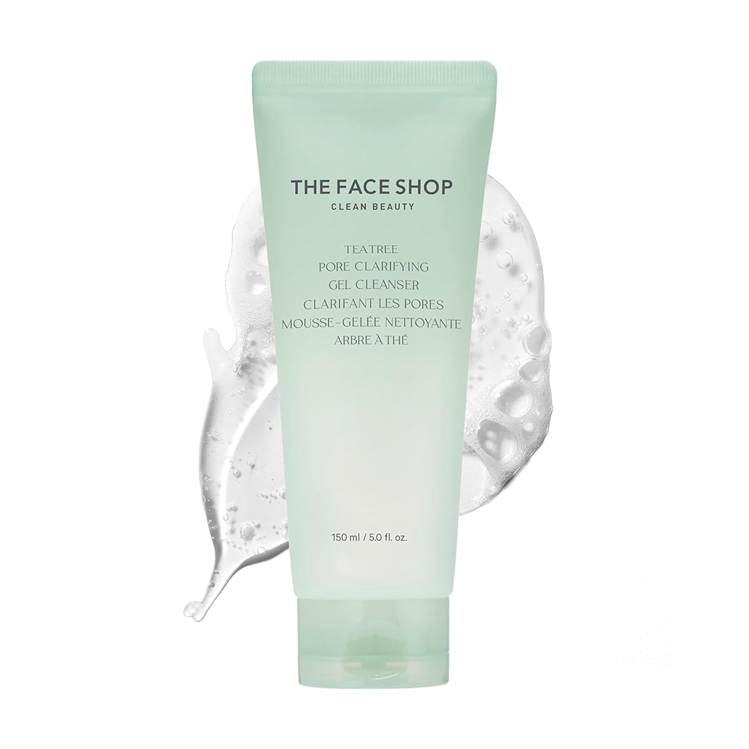 The Face Shop Tea Tree Pore Clarifying Gel Cleanser | Gentle Facial Foam Cleanser For Acne-Prone Skin | Removes Excessive Sebum With Soothing Effect | 5.0 Fl. Oz,K-Beauty