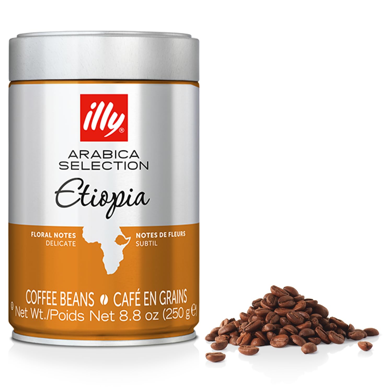 illy Whole Bean Coffee - Perfectly Roasted Whole Coffee Beans – Etiopia Bold Roast – Gentle Notes of Jasmine – Floral Notes - 100% Arabica Coffee - No Preservatives – 8.8 Ounce