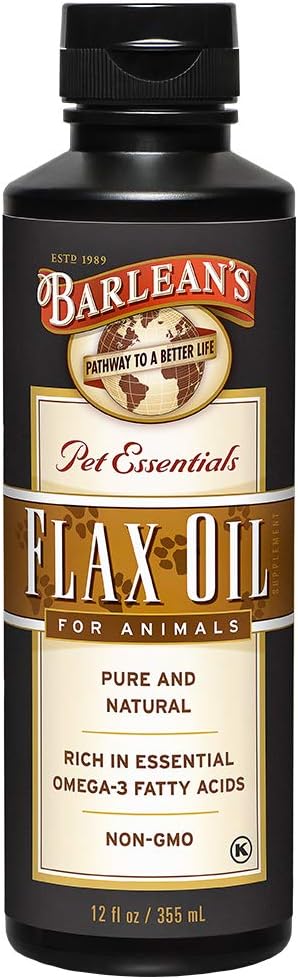 Barlean's Fresh ax Oil for Animals with Rich Essential Omega-3 Fatty Acids for Pet Well-Being and Health - Non GMO - 12-