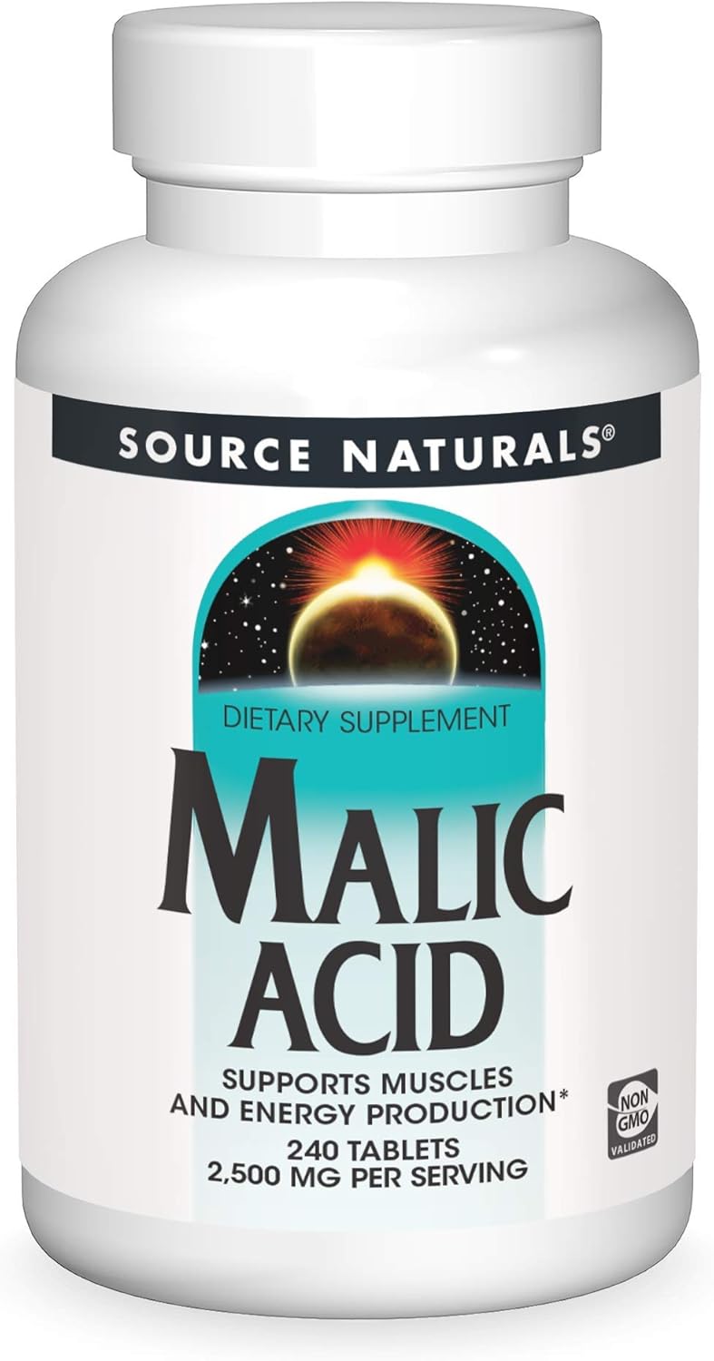 Source Naturals Malic Acid, Supports Muscles And Energy Production*, 2,500 Mg - 240 Tablets