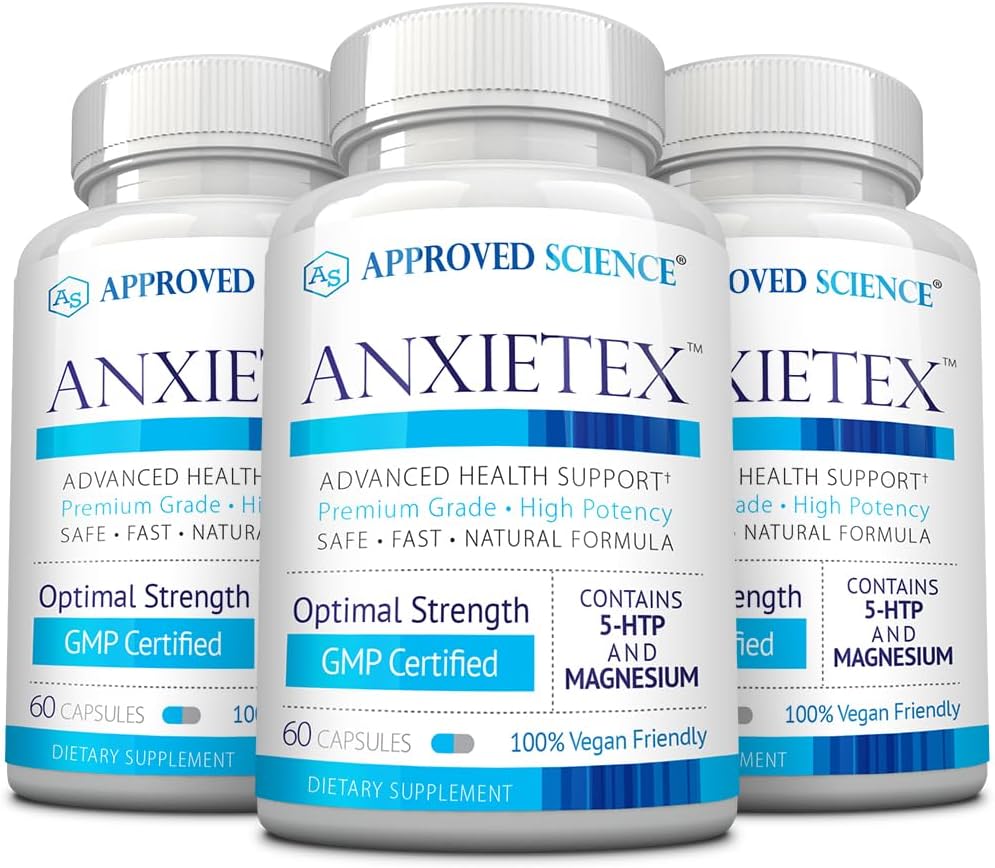 Approved Science Anxietex - Calm And Relaxation - L-Theanine And Magnesium - 60 Capsules - Vegan Friendly - 3 Month Supply
