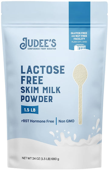 Judee’s Lactose Free Skim Milk Powder 1.5 lb (24 oz) - 100% Non-GMO and rBST Hormone-Free - Low Carb - Gluten-Free and Nut-Free - Made from Real Dairy - Great for Reconstituting and Baking