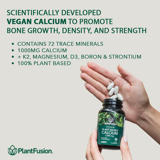 PlantFusion Vegan Calcium & Magnesium Bundle - Premium Plant Based Calcium 1000mg and Magnesium 400mg Supplements for Relaxation Support & Bone Growth, Density, and Strength