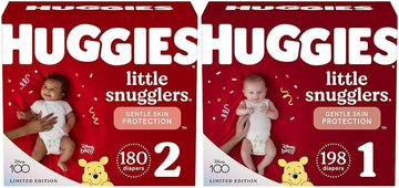 Baby Diapers Size 1, 198 Ct & Diapers Size 2, 180 Ct, Huggies Little Snugglers