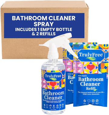 2-Pack Trulyfree Bathroom Cleaner - Cleaning Spray, For Toilet, Sink, Tub, Shower - Includes: 16-Oz Spray Bottle, One Refill Pouch Used For Initial Fill And One Pouch For Refill When Needed (3 Oz)