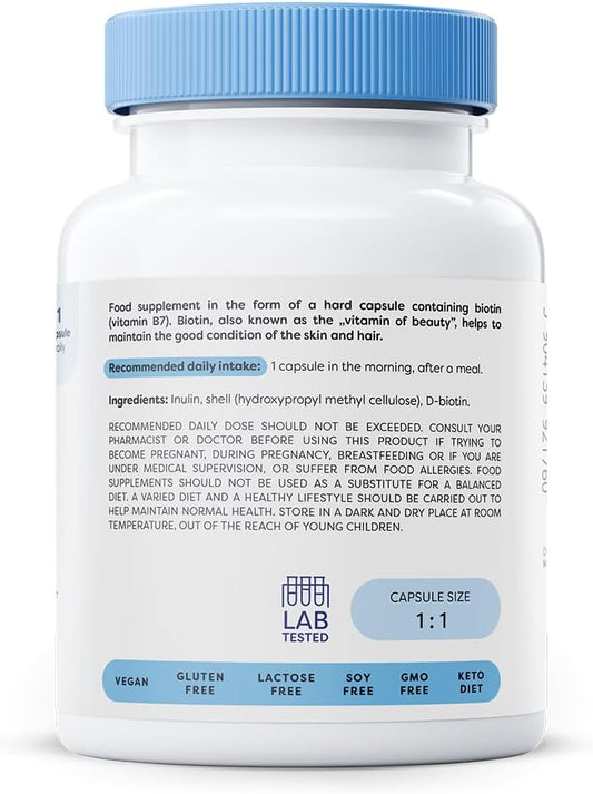 Osavi Biotin 2,500 µg – 120 Vegan Capsules | Essential Beauty Vitamin For Healthy Hair, Skin & Nails | Supports Metabolism & Nervous System | Clean Label | Vegan–Friendly