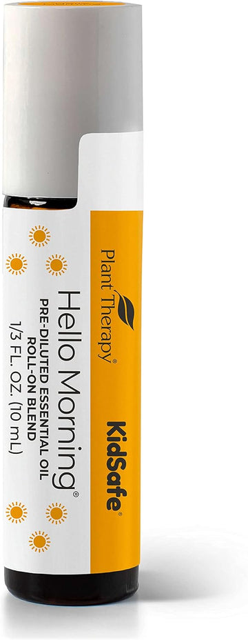Plant Therapy Hello Morning Kidsafe Essential Oil Blend Pre-Diluted Roll-On 10 Ml (1/3 Oz) 100% Pure, Energizing, Therapeutic Grade