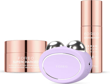 Foreo Total Facelift Bundle - Bear 2 Advanced Microcurrent Facial Device + Supercharged Serum 2.0 30 Ml + Supercharged Ha+Pga Triple Action Intense Moisturizer 50 Ml - Anti Aging - Skin Care Tools