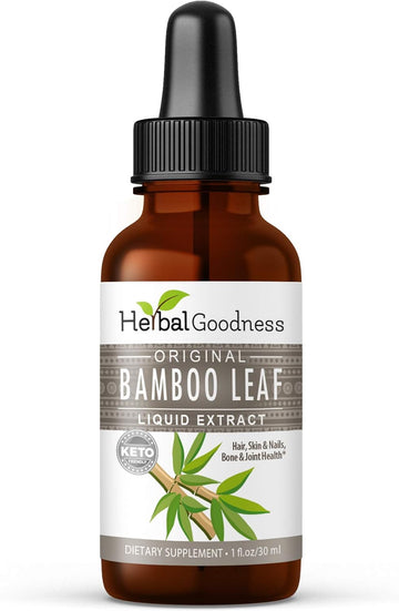 Bamboo Extract for Hair Growth 1oz - Natural Bamboo Leaf - Organic Hair Skin and Nail Vitamins Natural Silica, Collagen Supplement, Radiant Skin and Nails - 1 bottle - Herbal Goodness