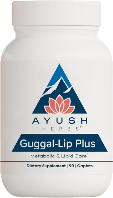 Ayush Herbs Guggal-Lip Plus, Advanced Ayurvedic Lipid and Metabolic Support Supplement, Plant-Based Guggul Supplement, 90 Vegetarian Caplets