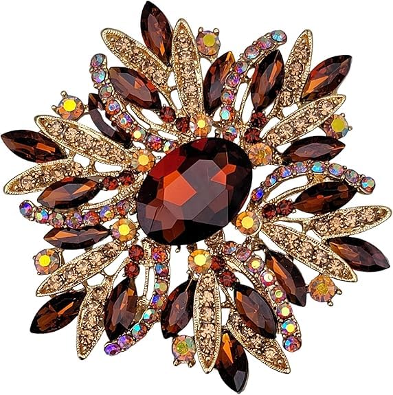 European and American Trend Flower Brooch - Alloy Metal with Pearl, Rhinestone, and Drop Oil Design for Women’s Corsage CARMEL