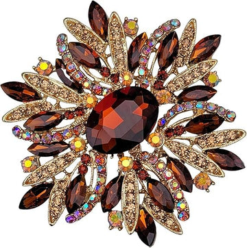 European and American Trend Flower Brooch - Alloy Metal with Pearl, Rhinestone, and Drop Oil Design for Women’s Corsage CARMEL