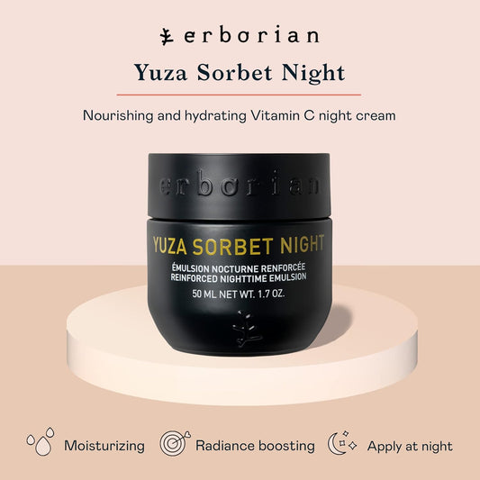 Erborian-Yuza Sorbet-Vitamin C Night Cream-Nourishing & Hydrating Moisturizer To Boost Radiance, Soothe Dehydrated Face Skin & Help Fight Signs Of Aging - Reinforced Nighttime Emulsion-1.7 Oz