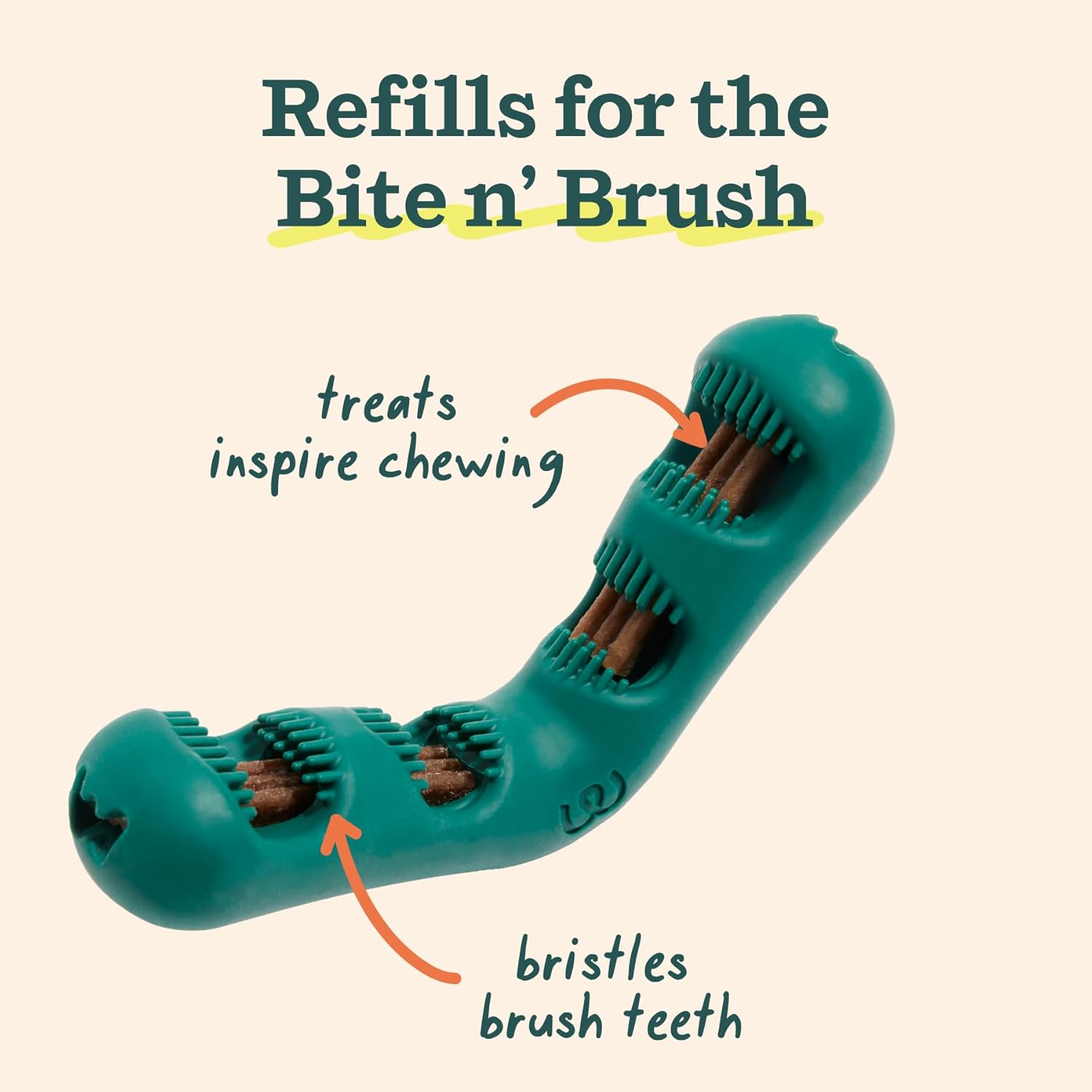 WOOF - Bite n' Brush Refills for The Dog Toothbrush Toy - Scrub Plaque and Tartar from Your Dog's Teeth and Mouth - Dog Dental Chew Toy Treats - Approximately 16 Refills : Pet Supplies