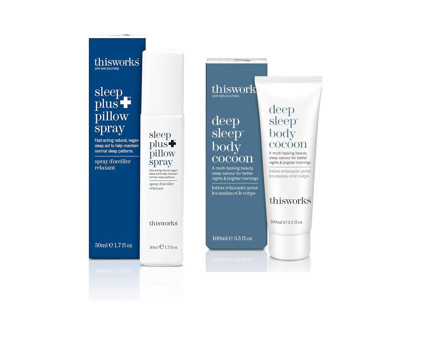 Thisworks Sleep Plus+ Bedtime Bundle: Sleep Plus+ Pillow Spray & Body Cocoon Lotion, Natural Restfulness (1.7 Fl Oz & 3.3 Fl Oz)