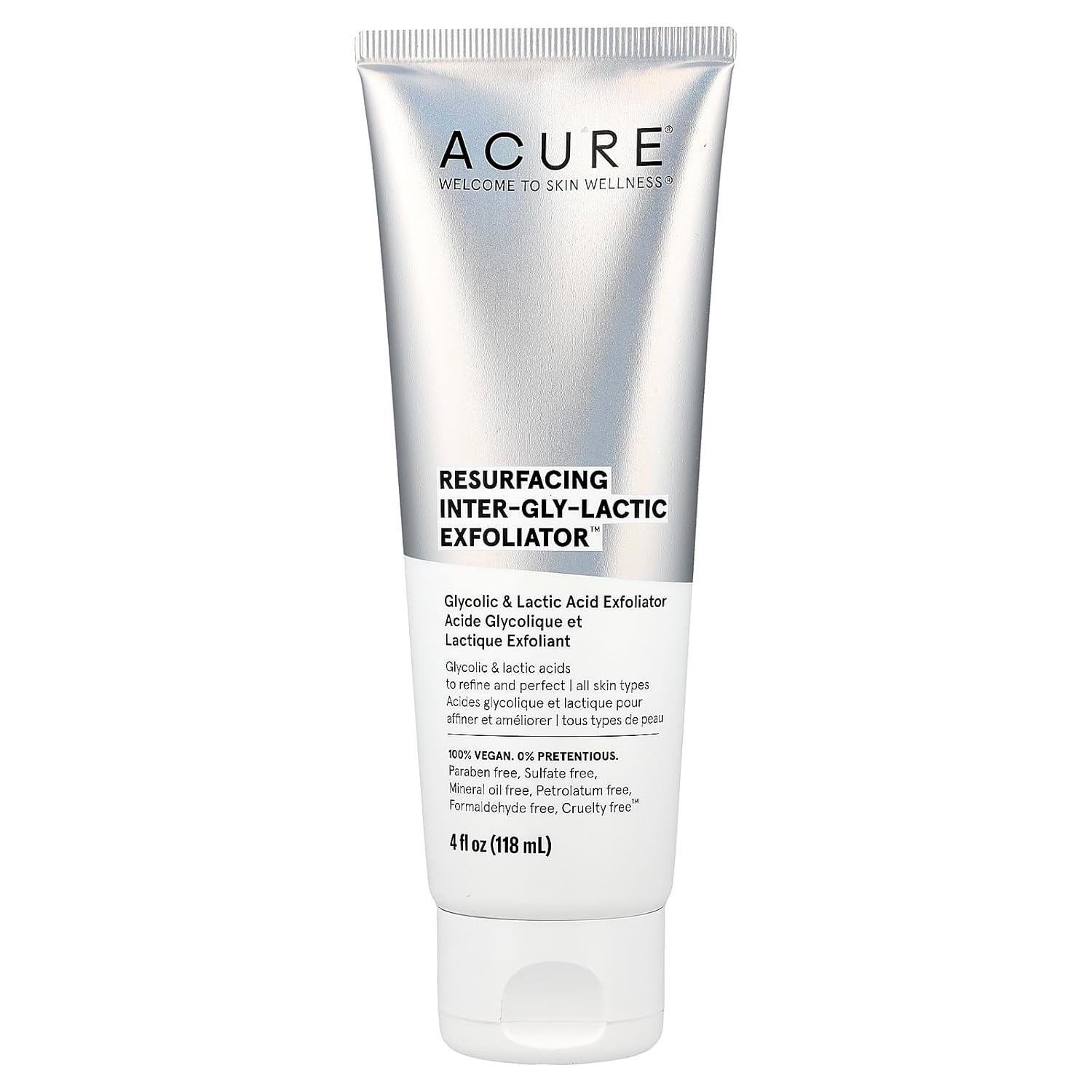 Acure Resurfacing Inter-Gly-Lactic Exfoliator - Gentle Facial Exfoliation With Glycolic & Lactic Acids - No Harsh Exfoliants - Minimizes Dullness & Boosts Skin'S Natural Glow - 100% Vegan - 4 Fl Oz