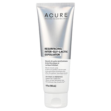 Acure Resurfacing Inter-Gly-Lactic Exfoliator - Gentle Facial Exfoliation With Glycolic & Lactic Acids - No Harsh Exfoliants - Minimizes Dullness & Boosts Skin'S Natural Glow - 100% Vegan - 4 Fl Oz