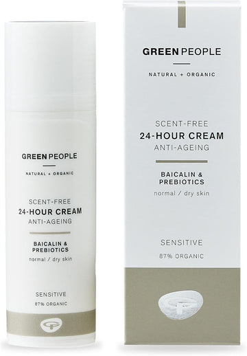 Green People Scent Free 24 Hour Cream - Day & Night Face Cream For Sensitive Skin - Firming - Vegan & Natural, 50Ml