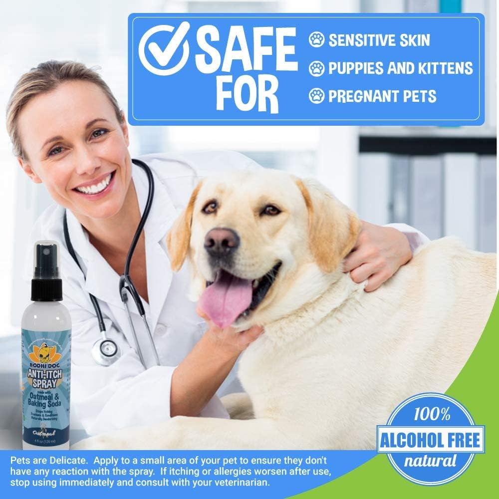 Bodhi Dog Anti Itch Spray | Natural Soothing Relief for Dry, Itchy, Bitten or Allergy Damaged Skin Treatment | Anti Itch Spray for Dogs & Cats | Made in USA (Oatmeal, 4 oz) : Pet Supplies