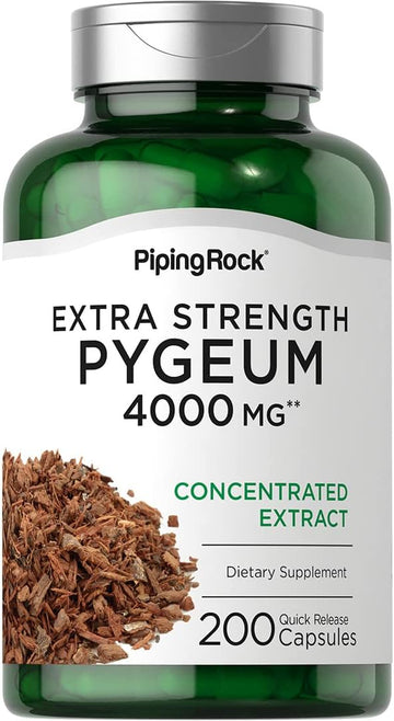 Piping Rock Pygeum Supplement 4000 mg | 200 Capsules | Pygeum Africanum Bark Extract | Extra Strength | Non-GMO, Gluten Free