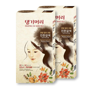 Daeng Gi Meo Ri – Korean Herbal Hair Dye Color Cream [Medium Brown] (2 Pack) - Ppd-Free Gray Coverage, Hair Protection, High-Keratin Formula, 5 Oz