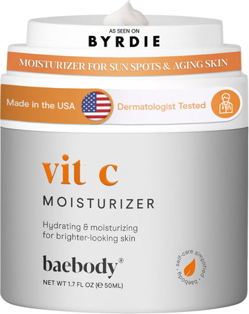 Baebody Made In Usa Vitamin C Face Cream | Brightening Cream For Face, Vitamin C Moisturizer For Face, Best Face Moisturizer For Women And Men, Jojoba Oil And Vitamin C | 1.7 Oz