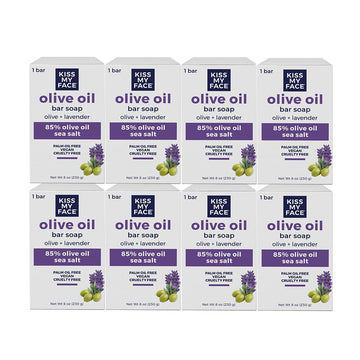 Kiss My Face Olive Oil Bar Soap, Non-Gmo Certified Vegan Soap Bar, Antioxidant Rich And Moisturizing Soap, Olive & Lavender, 8 Oz Bar