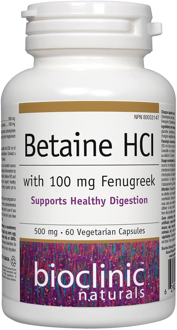 Bioclinic Naturals - Betaine Hcl With Fenugreek 60 Veggie Capsules