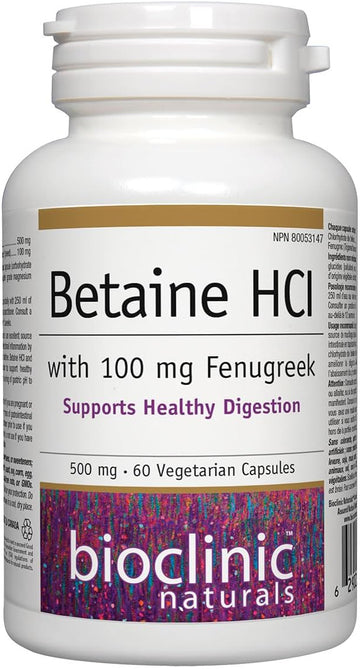 Bioclinic Naturals - Betaine Hcl With Fenugreek 60 Veggie Capsules