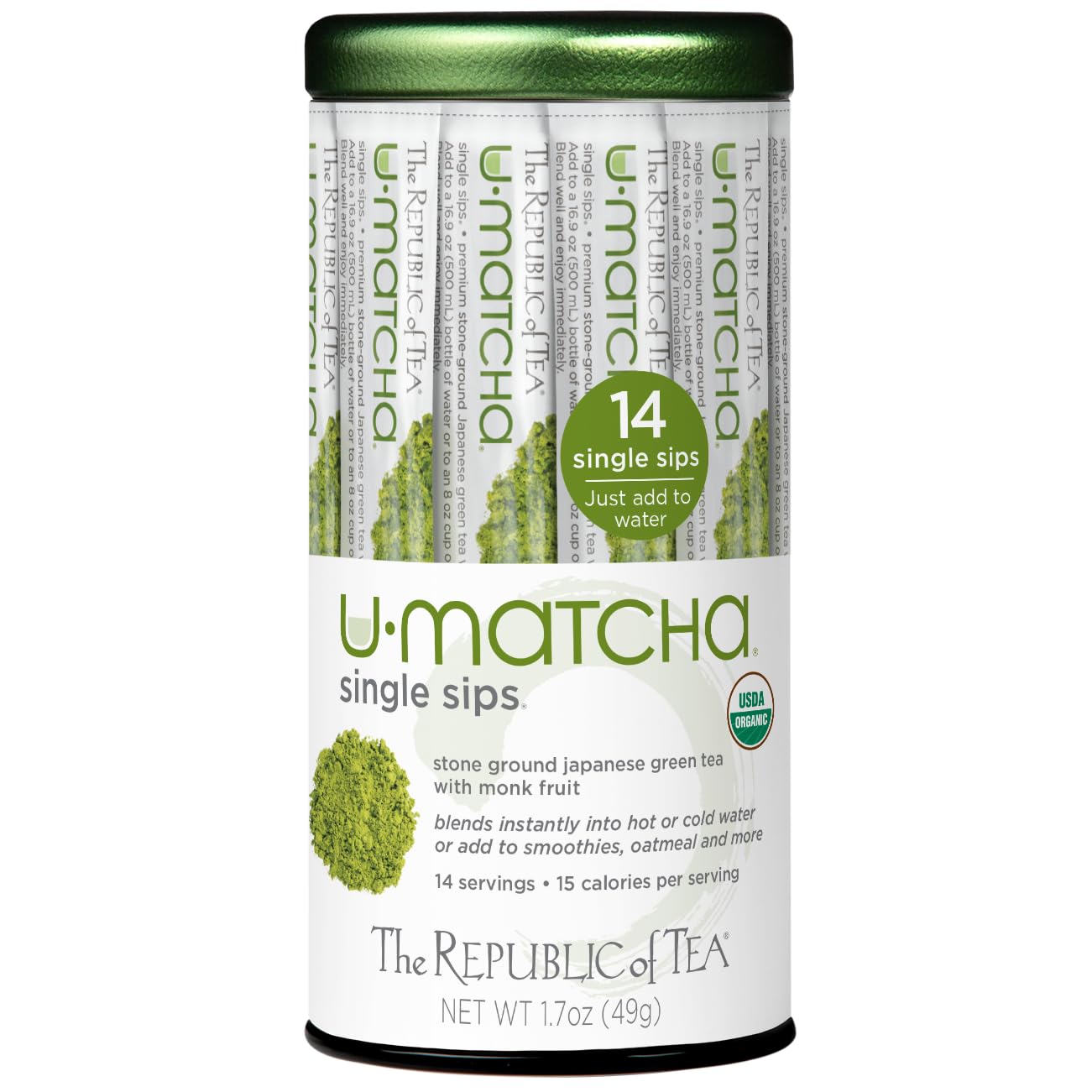 The Republic Of Tea Organic Matcha Single Sips Tea, 14 Count