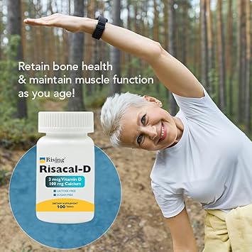 Rising Health - Risacal-D - Vitamin D3 & Calcium Supplement - 100 Tablets : Health & Household