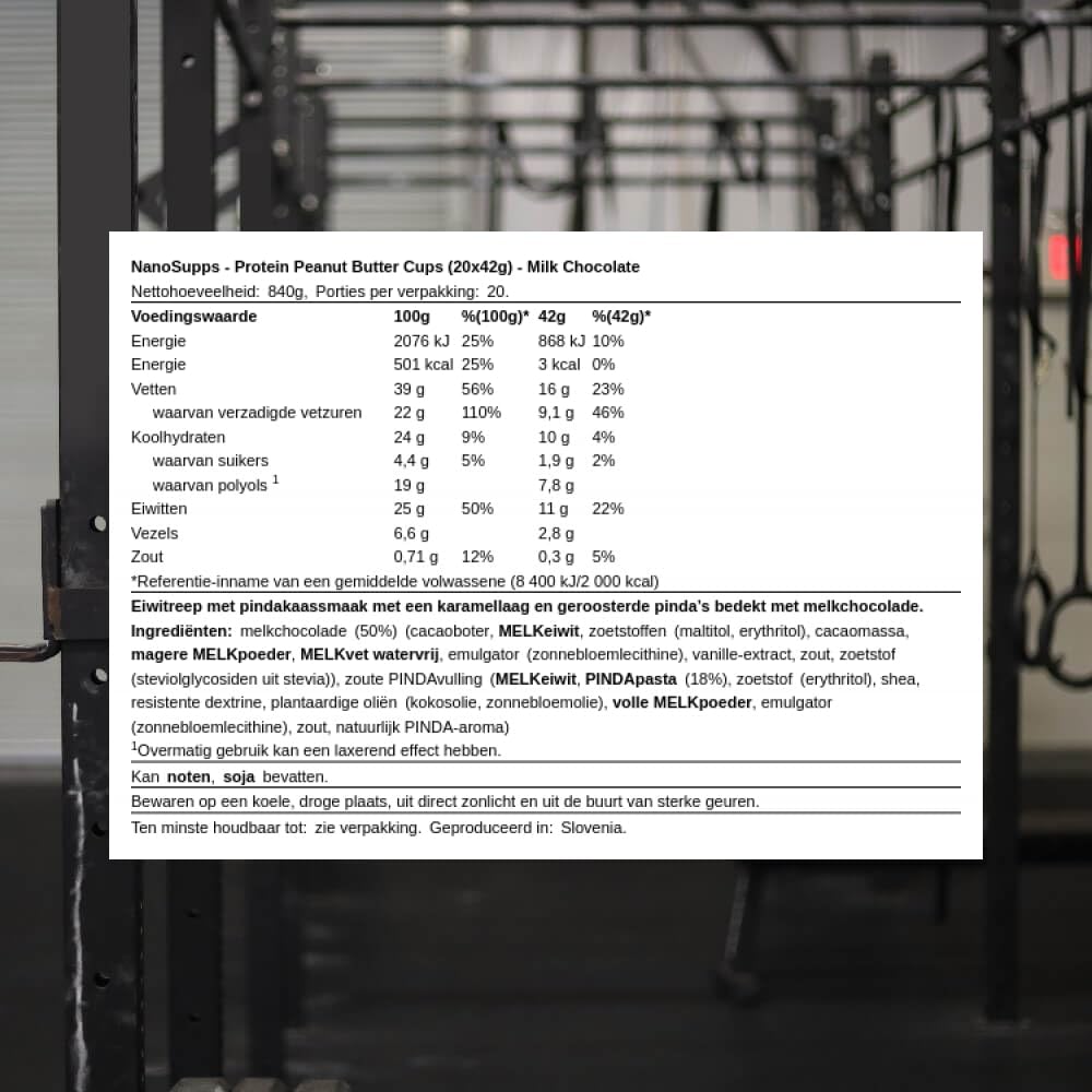 Nanosupps Protein Peanut Butter Cups (20X42G) Milk Chocolate - Functional Food - Protein Snacks