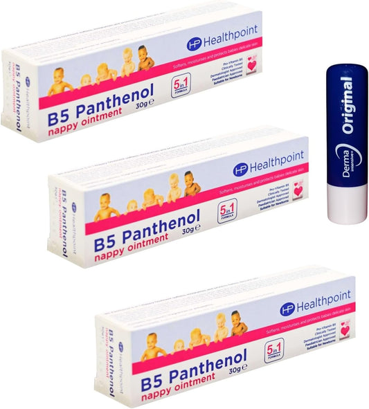 B5 Panthenol Nappy Ointment Rash Relief Cream 30g For Baby 3PACK With Free Orignial Lip Balm