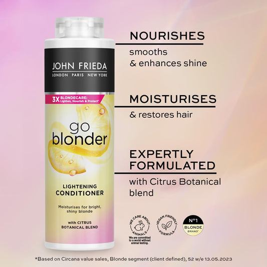 John Frieda Go Blonder Lightening Conditioner, Value Pack For Blonde Hair 500 Ml