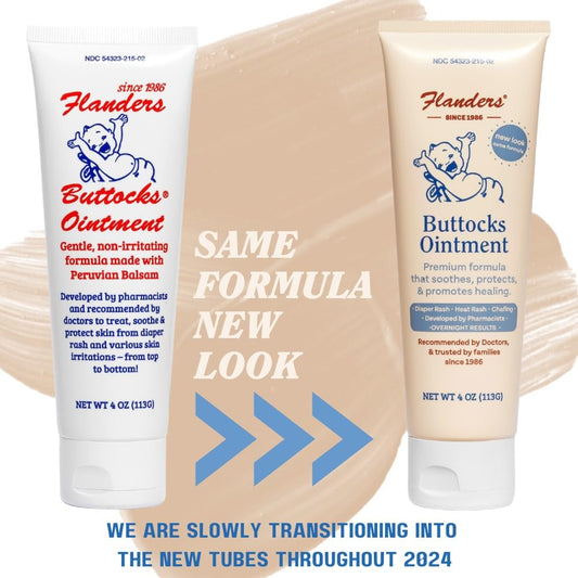 Flanders Buttocks Ointment - Diaper Rash Cream For Treatment & Prevention, Pharmacist Developed, Heat Rash & Chafing In Infants To Adults, Instant Relief (4Oz Tube)