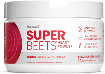 Humann Superbeets Beetroot Powder - Nitric Oxide Boost For Blood Pressure, Circulation & Heart Health Support - Non-Gmo Superfood Supplement - Black Cherry Flavor, 30 Servings