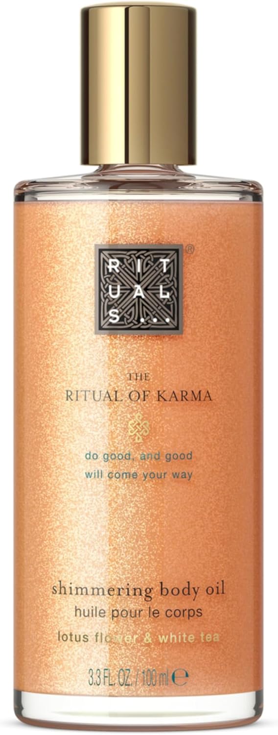 Rituals Shimmer Body Oil The Ritual Of Karma, Illuminating Body Oil For Glowing Skin With Lotus Flower, White Tea Extract And Nourishing Oils, 100Ml