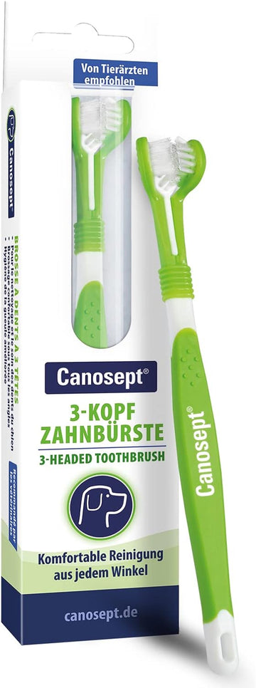 Canosept 3-headed Dog Toothbrush - dog breath freshener - dog toothbrush dog teeth cleaning products - plaque remover for dogs teeth - plaque off for dogs?250693
