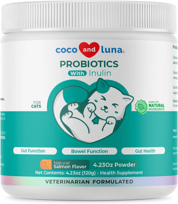 Probiotics For Cats – 4.23Oz/120G Powder - Cat Probiotics And Digestive Enzymes, Probiotics Powder, Promotes Healthy Stomach And Digestion