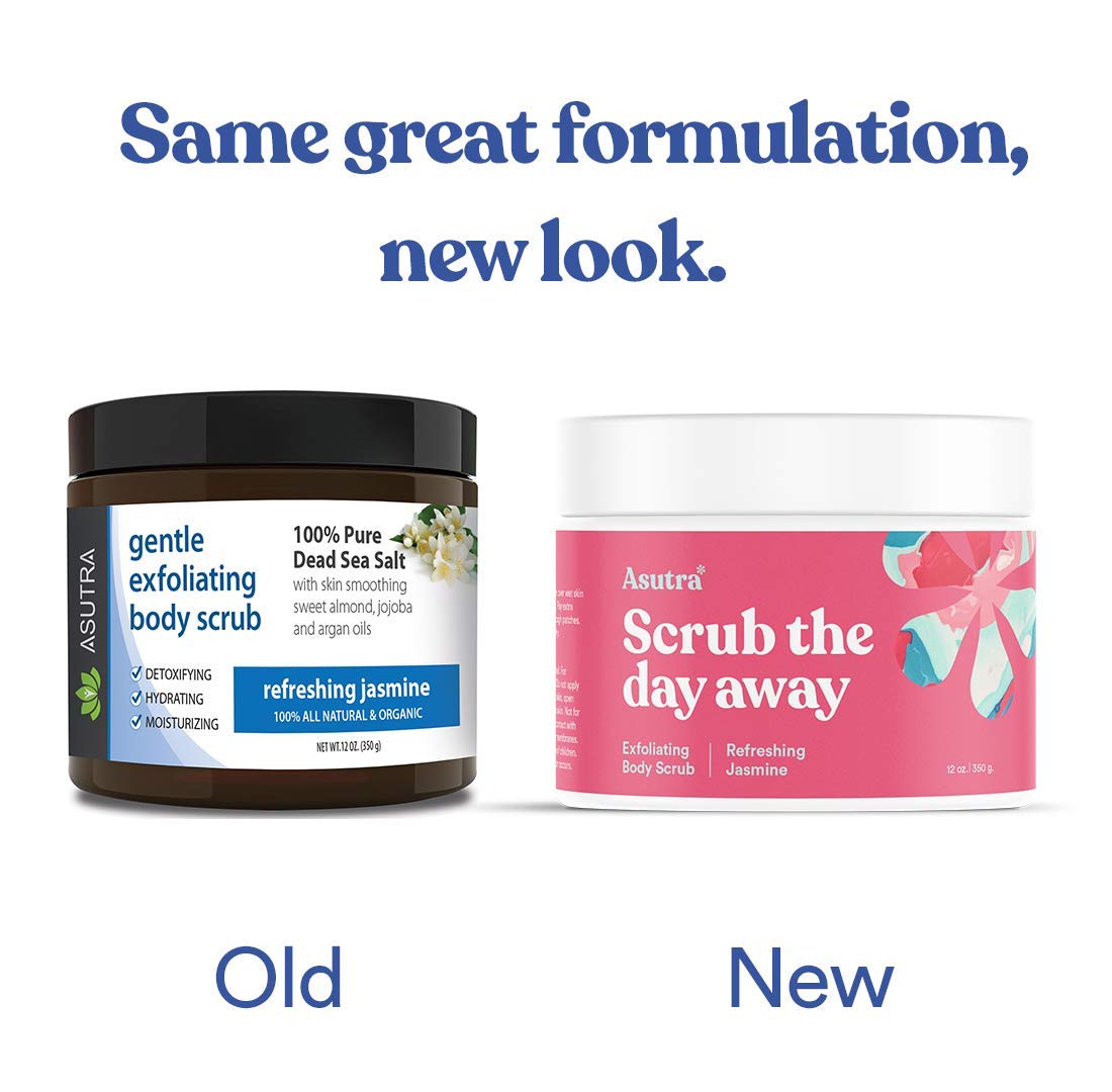 Asutra Dead Sea Salt Essential Oil Body Scrub Exfoliator (Refreshing Jasmine), 16 Oz - Ultra Hydrating, Gentle, & Moisturizing - Coconut, Jasmine, And Frankincense Oils : Beauty & Personal Care