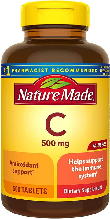 Nature Made Vitamin C 500Mg Tablets, 500 Count Value Size, For Immune Support, Gluten Free (Pack Of 3)