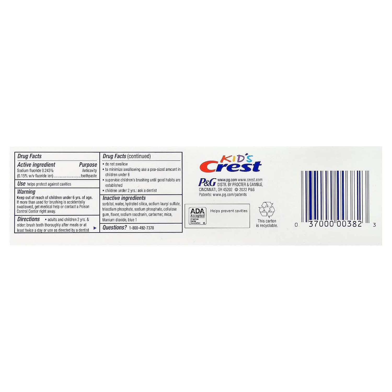 Crest Kid'S Crest, Fluoride Anticavity Toothpaste, Sparkle Fun Flavor, 4.6 Ounce Tubes (Pack Of 4)