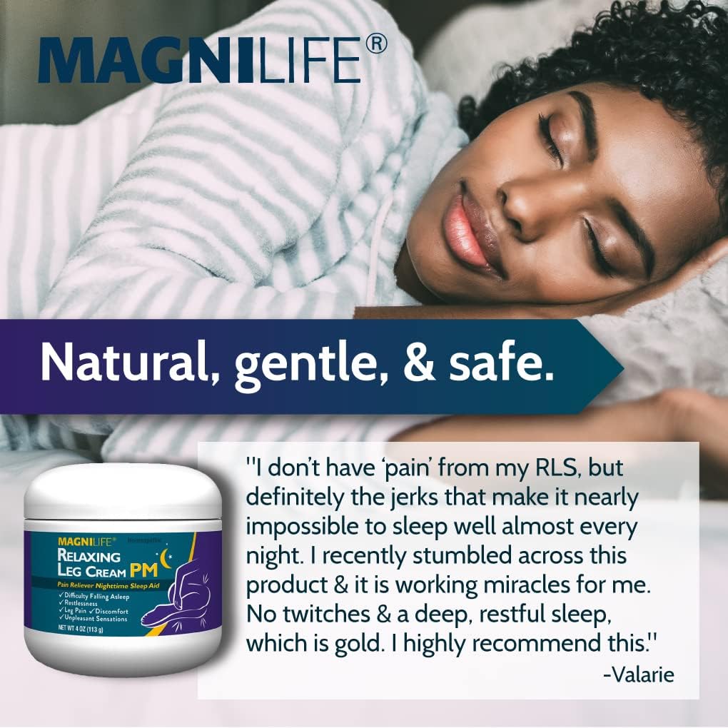 MagniLife Relaxing Leg Cream PM, Deep Penetrating Topical for Pain and Restless Leg Syndrome Relief, Naturally Soothe Cramping, Discomfort, and Tossing with Lavender and Magnesium - 4oz : Health & Household